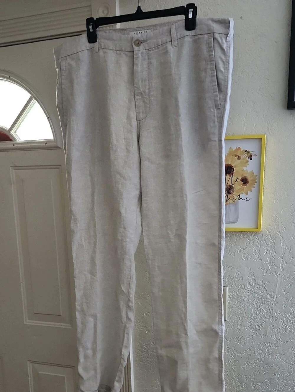 Joseph Abboud Men's Linen Pants 40x32 Beige Flat Front Summer Beach Tapered